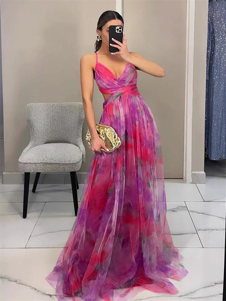 Multicolor Floral Spaghetti Strap Maxi Dress