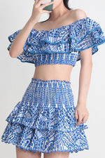 Crochet Lace Crop Top and Skirt Ruffle Set