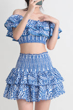 Crochet Lace Crop Top and Skirt Ruffle Set