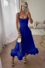 Flounced Hemline Midi Dress