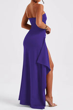 Elegant Bandeau High Slit Maxi Dress