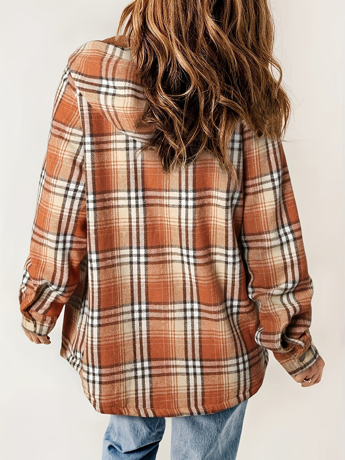 Plaid Pattern Thermal Lining Hooded Jacket