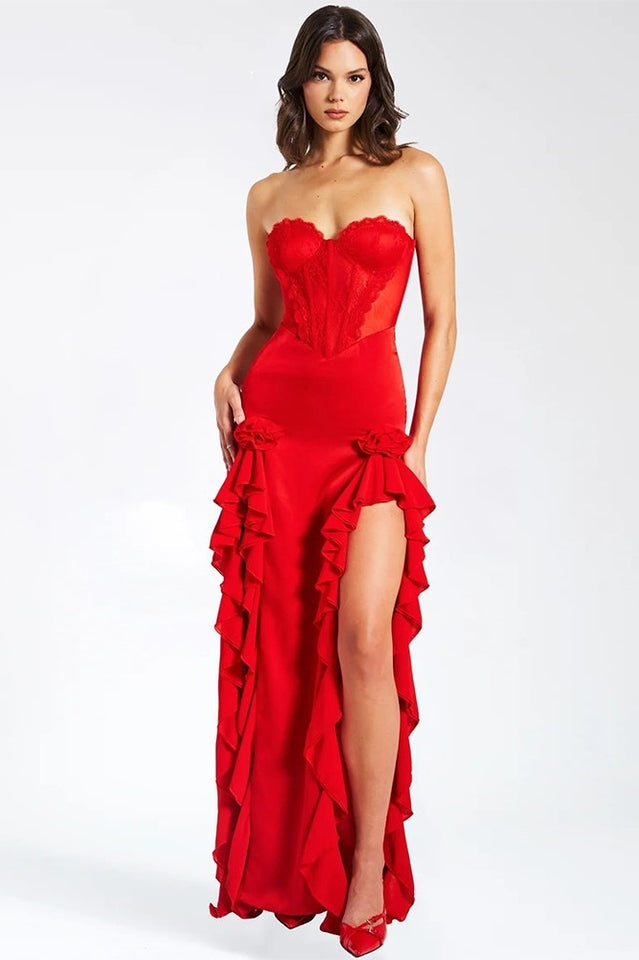 Elegant Satin Corset Maxi Dress