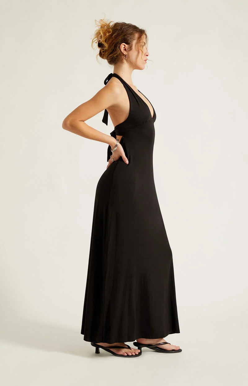 Black Halter Neck Midi Dress