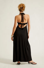 Black Halter Neck Midi Dress