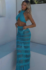 Crochet Knit Bralette and Skirt Set