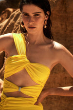 One Shoulder Pleated Maxi Dress