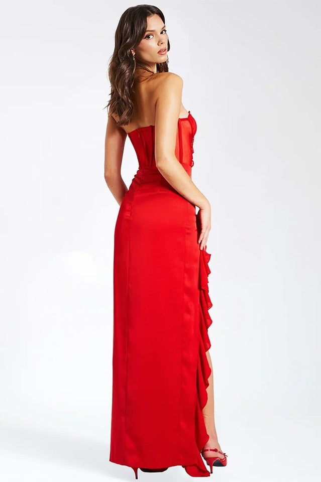 Elegant Satin Corset Maxi Dress