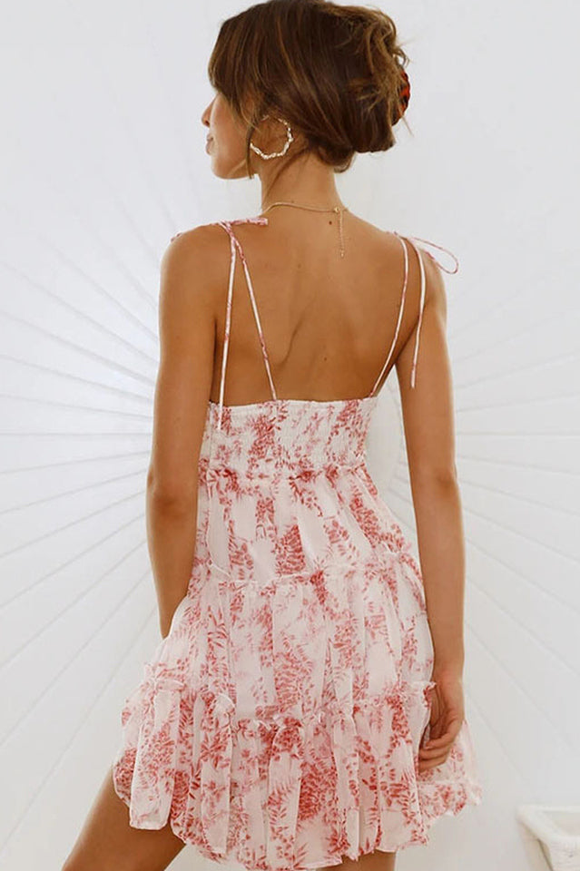 Green Floral Tiered Slip Mini Dress