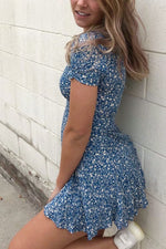 Chic Floral V Neck Mini Dress