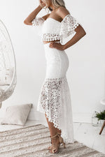 Lace Tube Top Pencil Skirt Two Piece Set