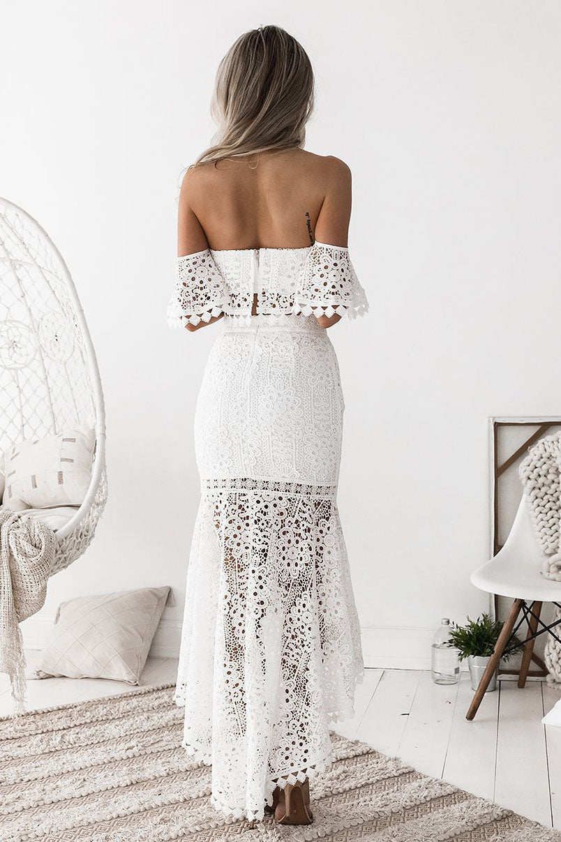 Lace Tube Top Pencil Skirt Two Piece Set