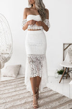Lace Tube Top Pencil Skirt Two Piece Set