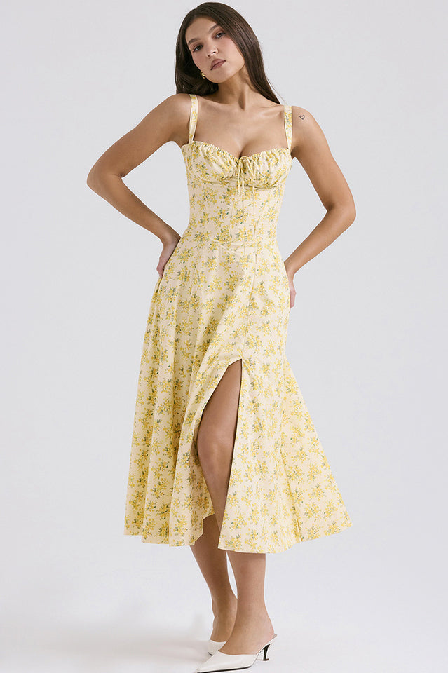 Solid Bustier Slip Midi Sundress
