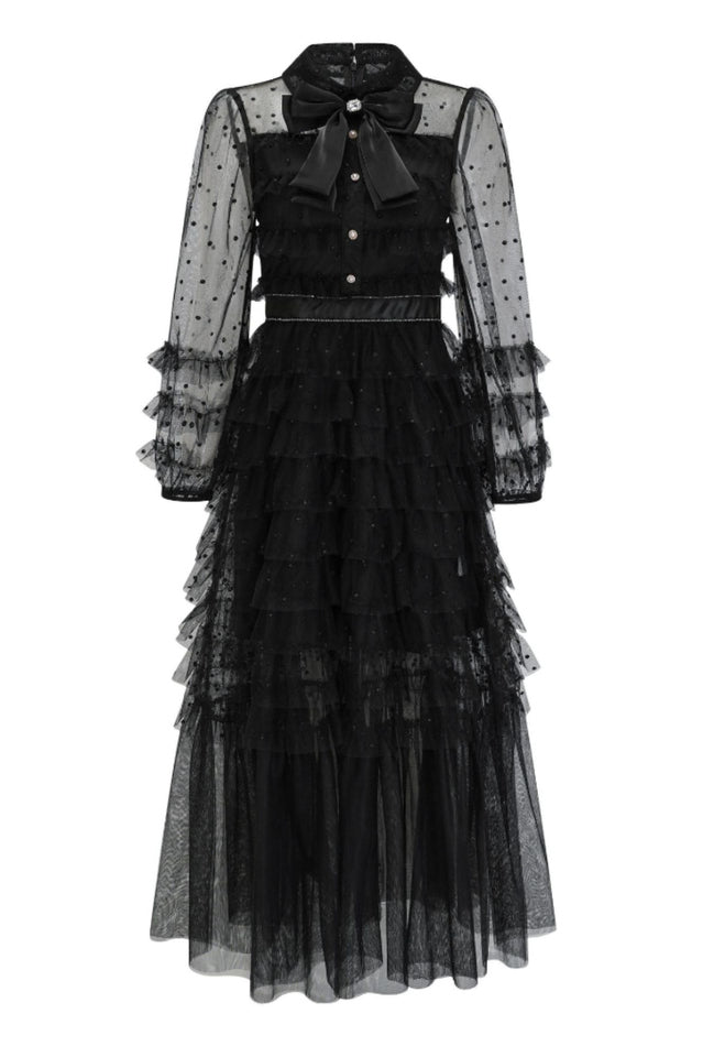 Tulle Mesh Polka Dot Maxi Dress