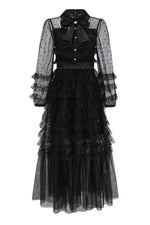 Tulle Mesh Polka Dot Maxi Dress