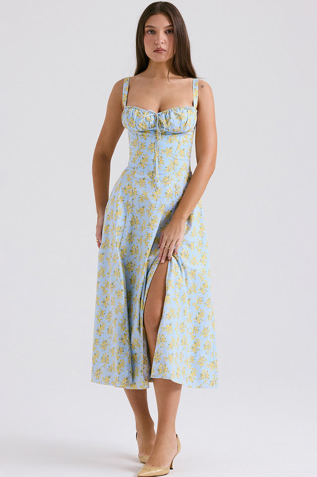 Solid Bustier Slip Midi Sundress