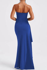 Elegant Bandeau High Slit Maxi Dress