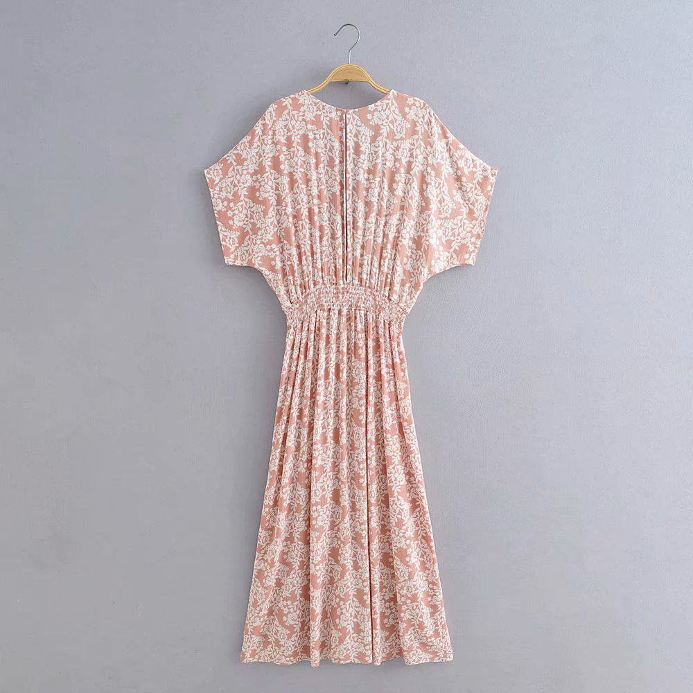 Pink Floral High Slit Maxi Dress