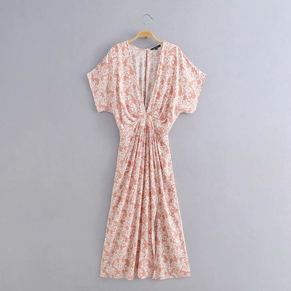 Pink Floral High Slit Maxi Dress