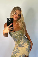 Green Floral Bandeau Maxi Dress