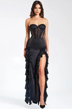 Elegant Satin Corset Maxi Dress