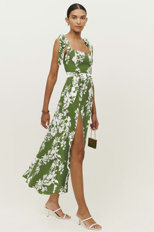 Spring Floral Sleeveless Midi Dress