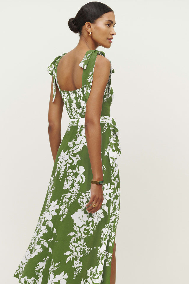 Spring Floral Sleeveless Midi Dress