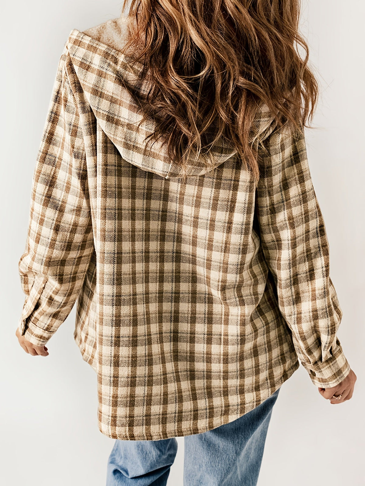 Plaid Pattern Thermal Lining Hooded Jacket