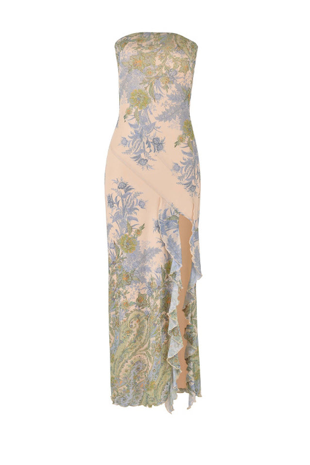 Green Floral Bandeau Maxi Dress