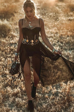 Black Tulle Mesh High Slit Maxi Dress