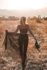 Black Tulle Mesh High Slit Maxi Dress