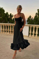 Flounced Hemline Midi Dress