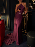 Elegant Backless Halter Maxi Dress