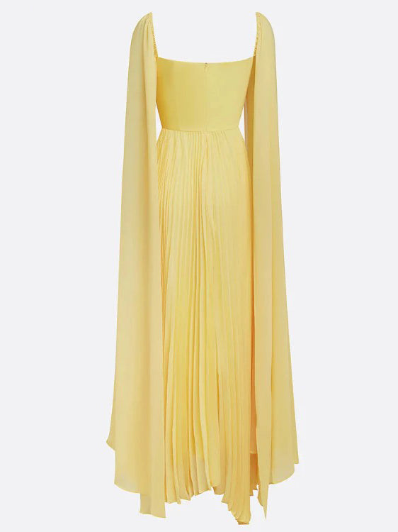 Elegant Cape Sleeve Chiffon Maxi Dress
