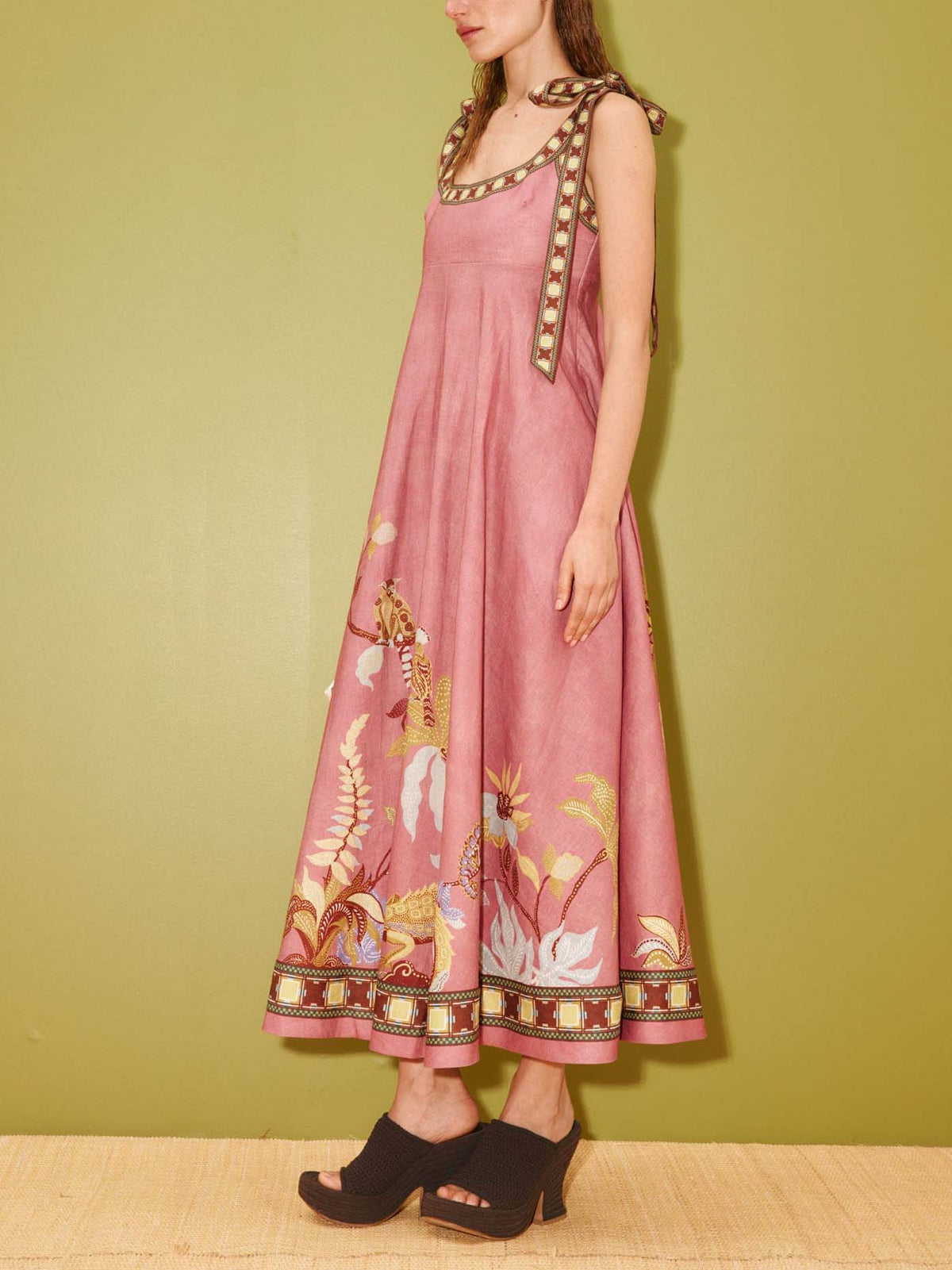 Dusty Pink Shoudler-Tie Maxi Dress