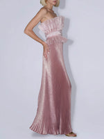 Elegant Pleated Strapless Maxi Dress