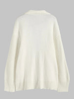 White Notched Lapel Lantern Sleeve Longline Cardigan