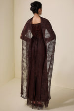 Brown Crochet Lace Shawl Long Dress