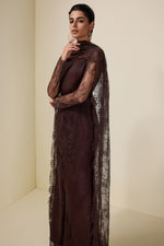 Brown Crochet Lace Shawl Long Dress