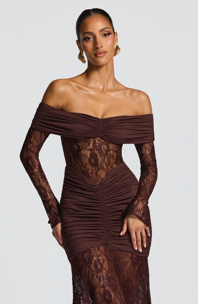 Chic Crochet Lace Off Shoulder Long Sleeves Maxi Dress