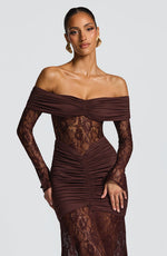 Chic Crochet Lace Off Shoulder Long Sleeves Maxi Dress