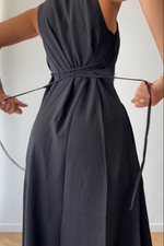 Solid Button Down Sleeveless Midi Dress