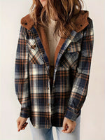 Plaid Pattern Thermal Lining Hooded Jacket