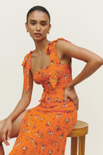 Spring Floral Sleeveless Midi Dress
