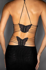 Butterfly Backless Midi Dress