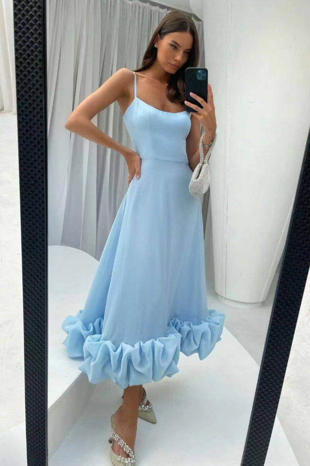 Flounced Hemline Midi Dress
