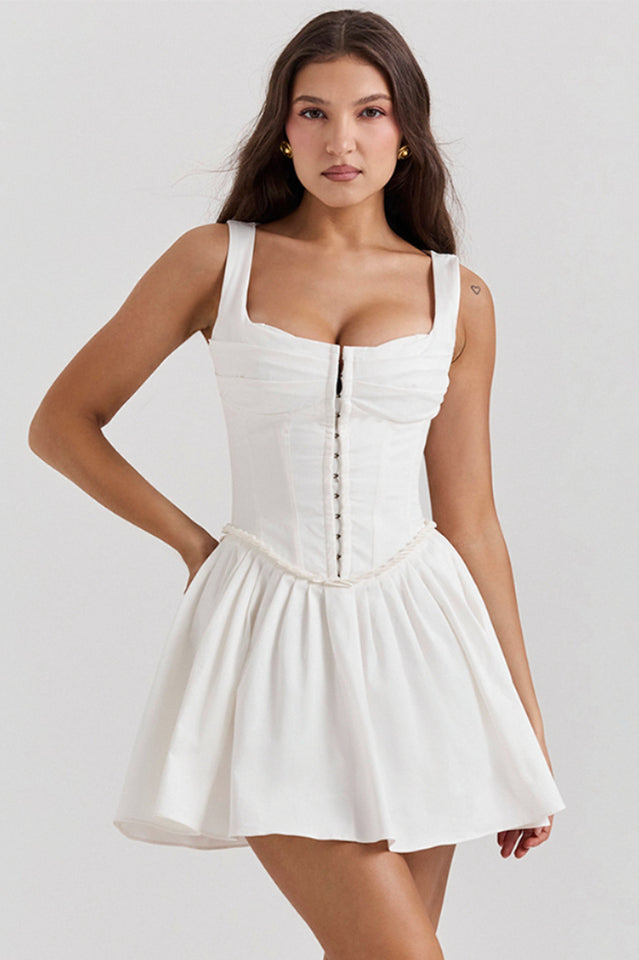 Chic Pleated Waist Mini Dress