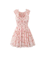 Pink Floral Sleeveless Mini Dress