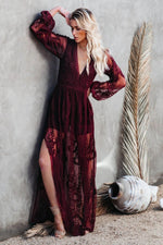 Boho Lace Long Sleeves Maxi Dress